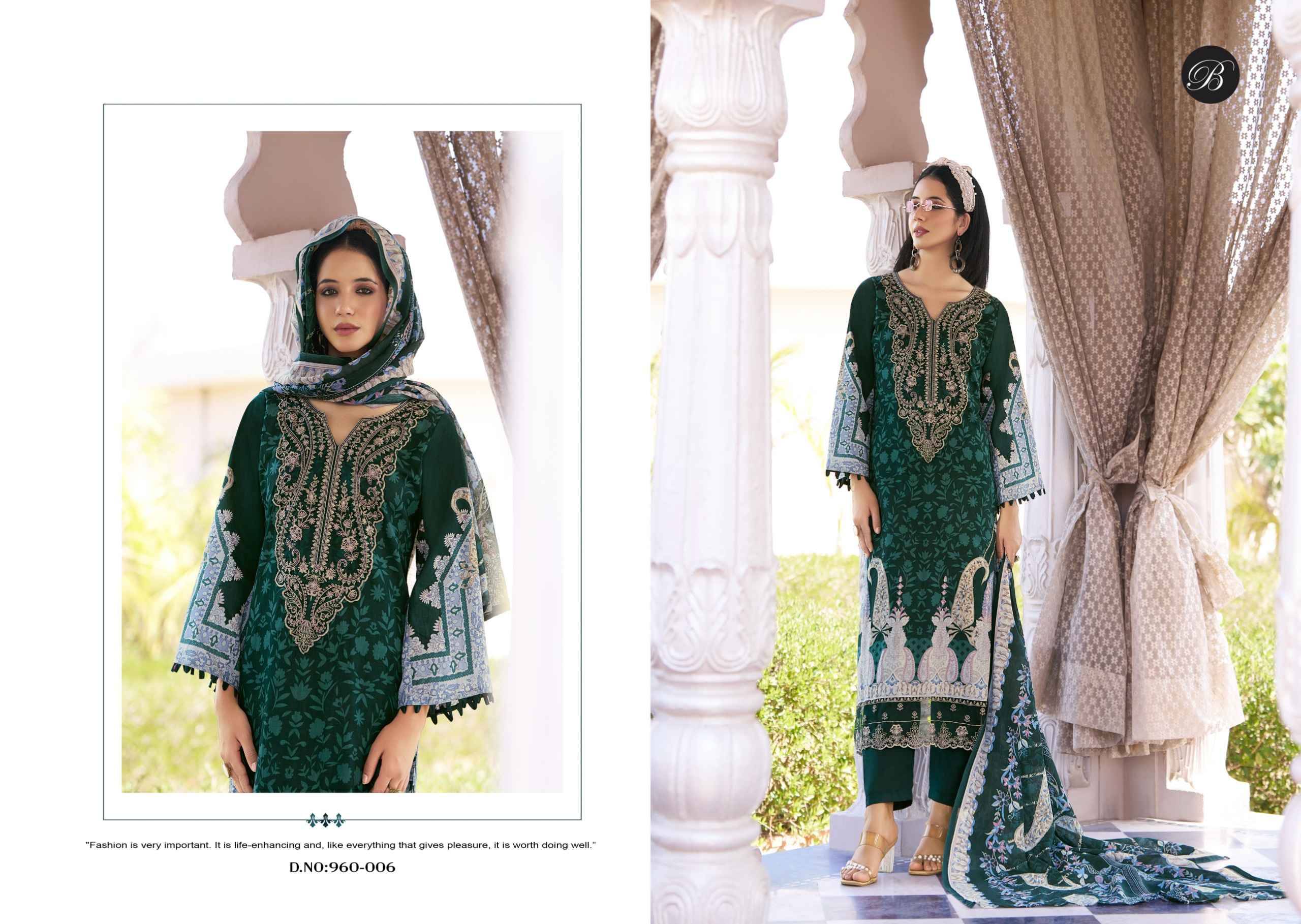 SAFIYA VOL 2 960 Series By BelliZa Pakistani Stylish Beautiful Colourful Printed & Embroidered Party Wear & Occasional Wear Pure cotton Dresses At Wholesale Price